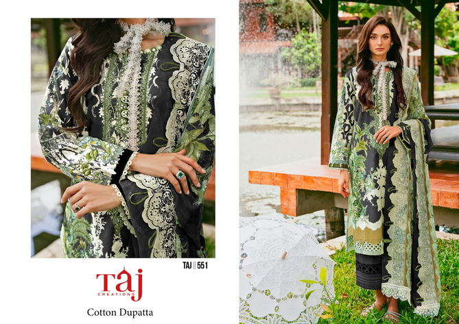 Taj 551 And 554 Cotton Embroidery Pakistani Suits Wholesale Price In Surat
